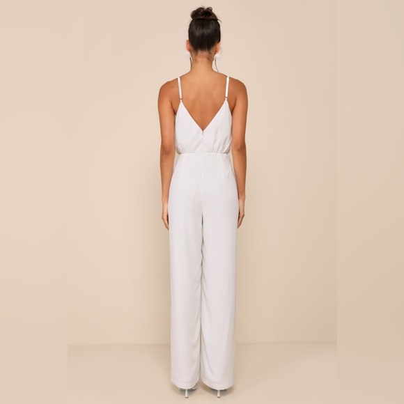 Lulus-Flawless Pose White V-Neck Sleeveless Wide-Leg Jumpsuit (XL) - Picture 3 of 5